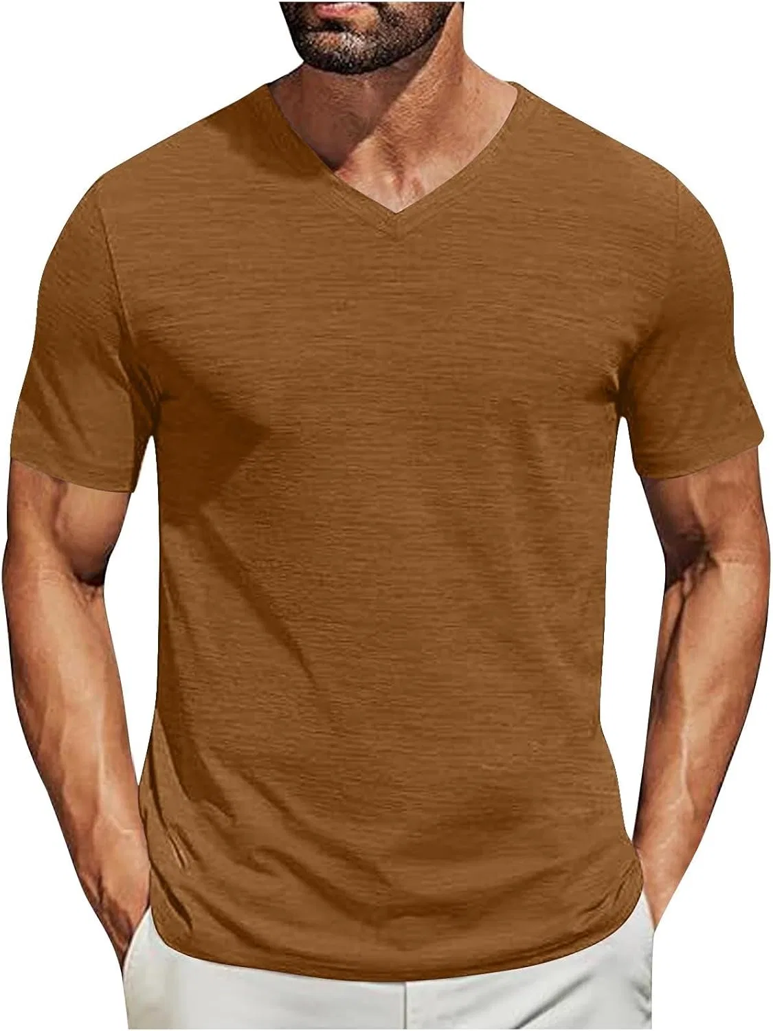 Мужская футболка с V-образным вырезом Cotton Classic, Brown