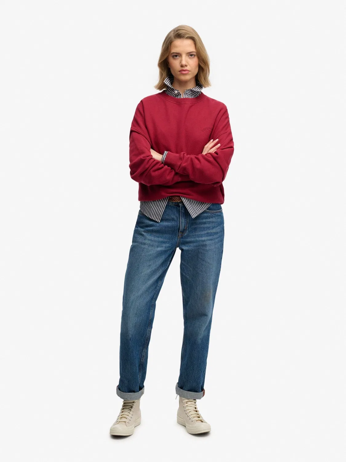 Свитшот с логотипом, свободный крой, Essential Logo Superdry, красный — фото 4