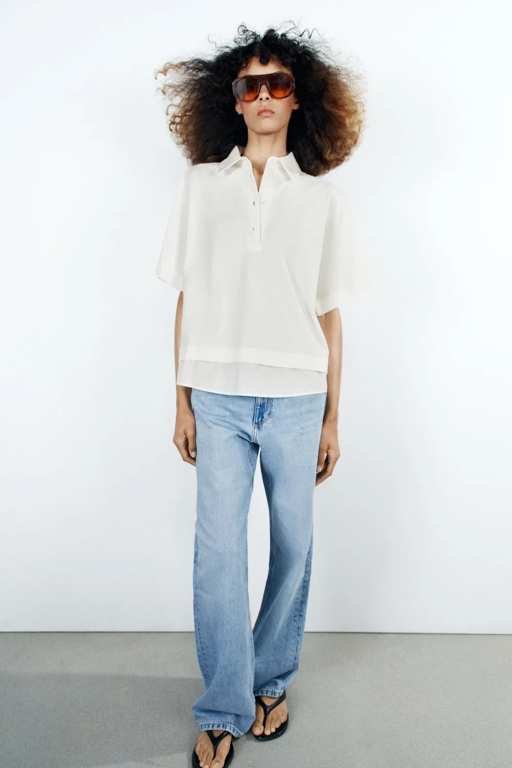 Футболка из контрастного хлопка ZARA, White
