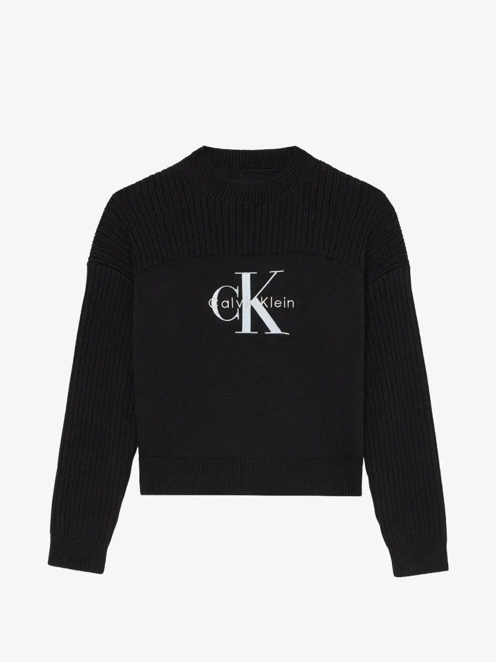 Свитер в рубчик с логотипом Calvin Klein Kids, черный