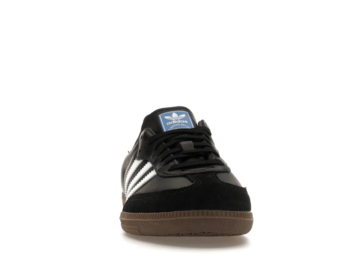Детские кроссовки кожаные с T-образным носком Adidas Samba OG, Core Black/Cloud White/Gum — фото 2