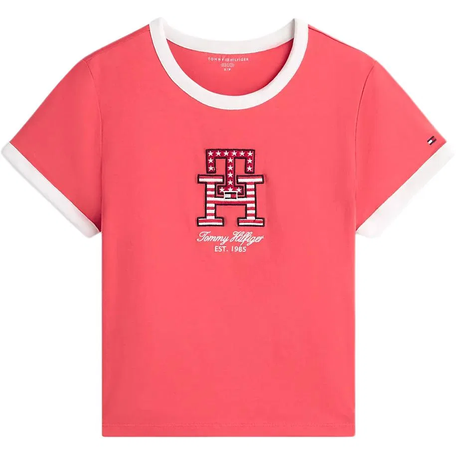 Футболка с круглым вырезом, винтажная, Tommy Hilfiger, Vintage Red