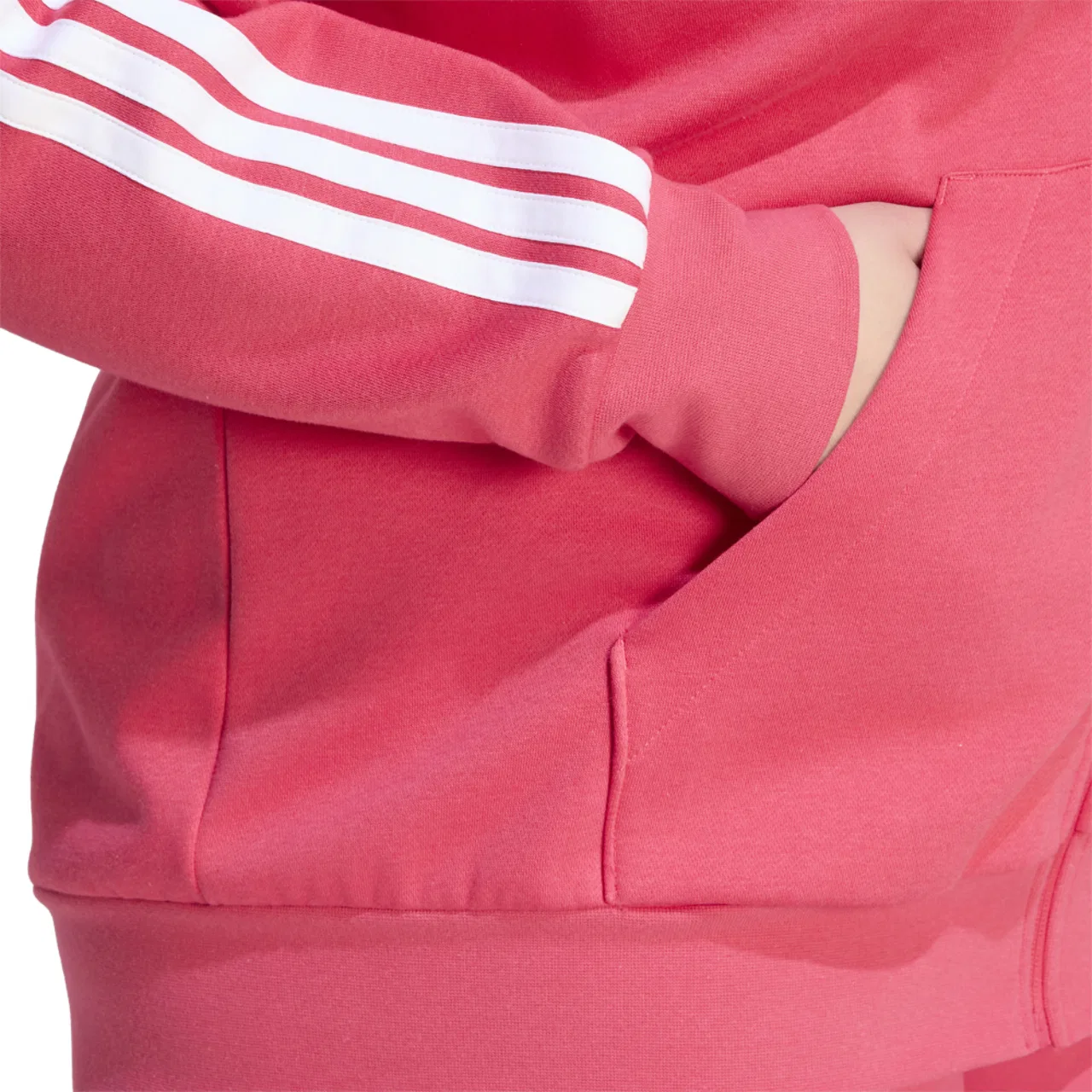 Женская флисовая кофта с молнией Essentials 3-Stripe FZ Adidas, цвет Power Pink — фото 4