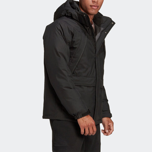 Пуховик adidas Stay Warm Outdoor Sports Zipper hooded down Jacket Black, черный — фото 4