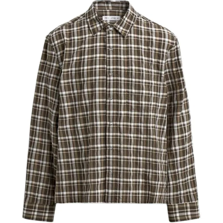 Мужская рубашка с принтом Golden Brown Plaid ZARA, Golden Brown Plaid