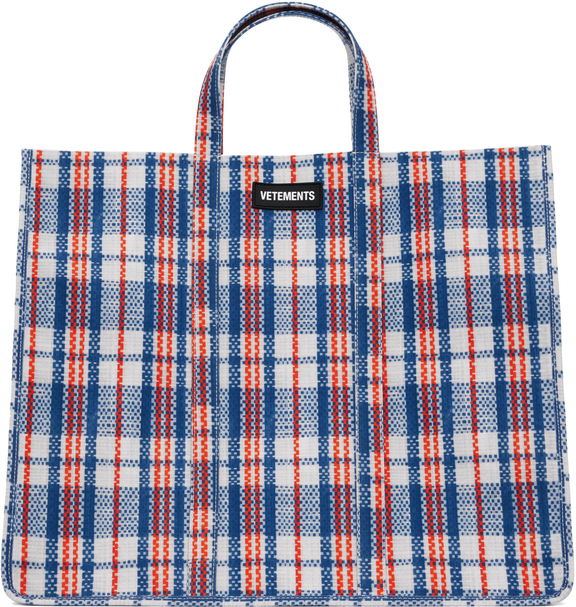 

Синяя сумка-шоппер Barbes VETEMENTS, Blue check