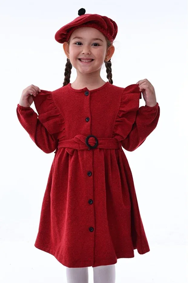 Детское платье для девочек с длинным рукавом Gray and red girl's dress Aden Kids, Red — фото 4