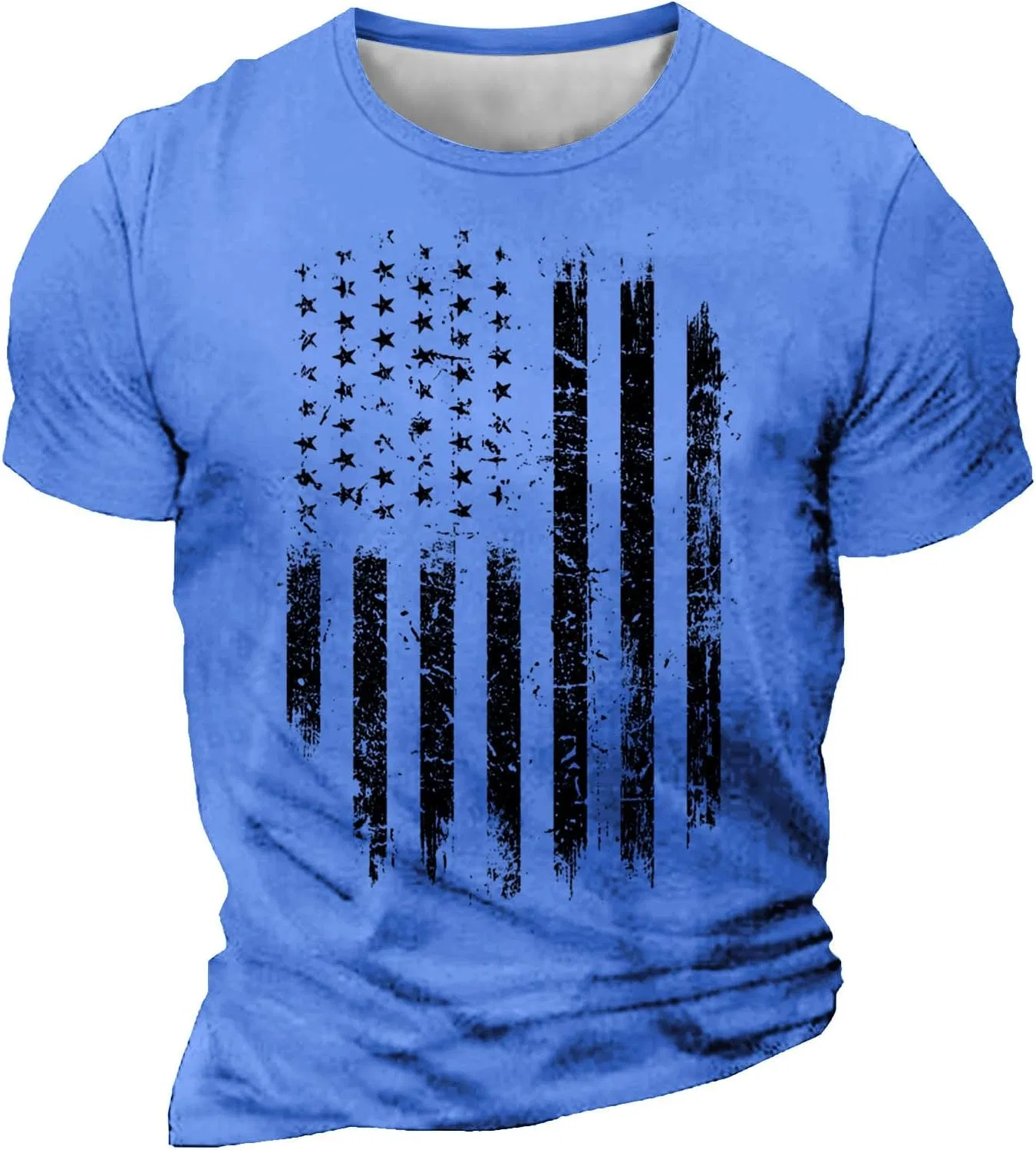 Мужская облегающая футболка с американским флагом, Blue