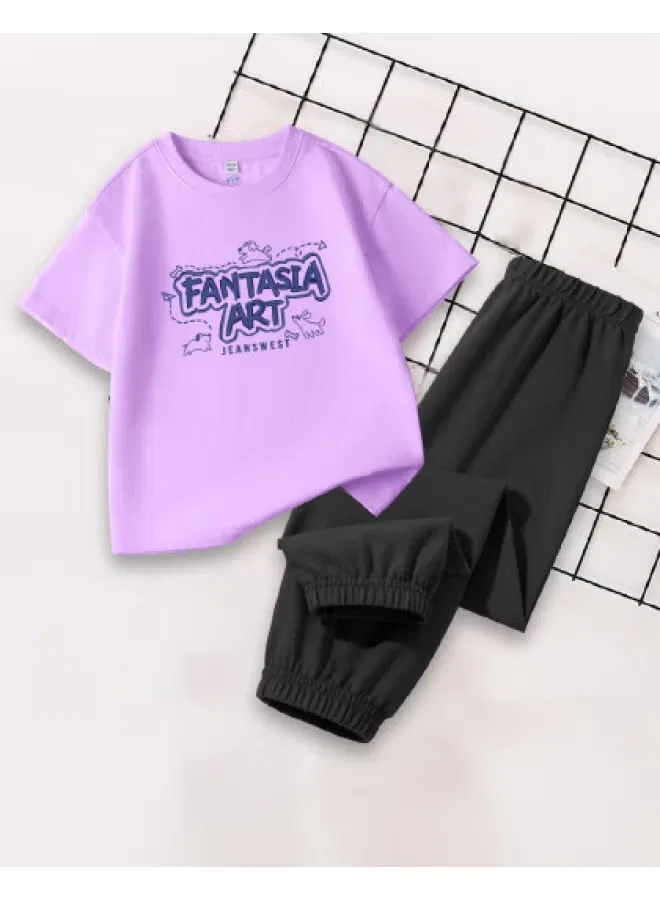 Комплект с коротким рукавом и тонкими брюками от комаров Jeanswest, светло-фиолетовый