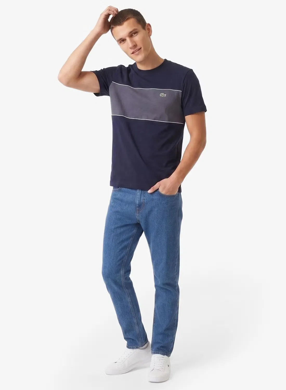 Футболка с цветными блоками Lacoste, черный — фото 3