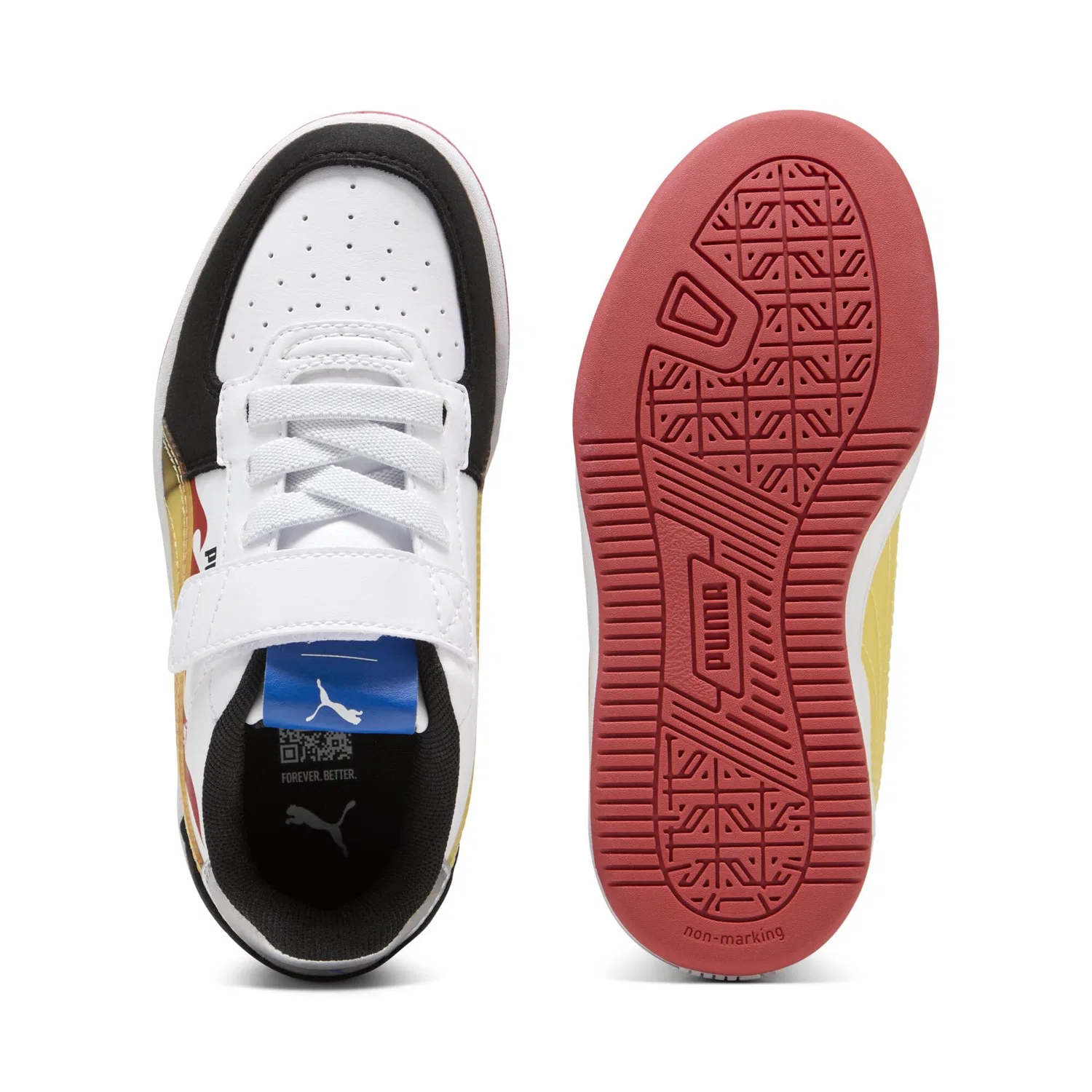 Детские кроссовки для мальчиков с синтетическим верхом PUMA Caven 2.0 Hot Wheels Ac+ Ps PUMA, Black Red Fire White — фото 4