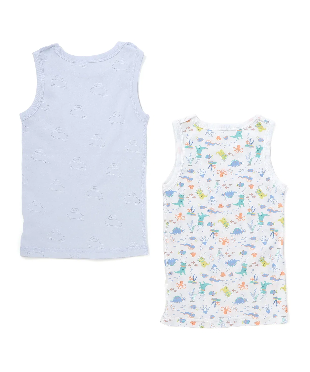 Детская майка-борцовка с принтом, комплект из 2 штук, модель Car Print Dinosaur SLAP SLIP, Blue — фото 2