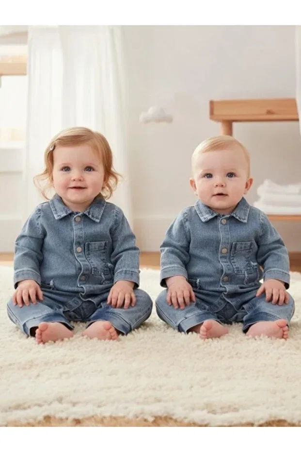 Детский джинсовый комбинезон с длинным рукавом Altintaş Baby, Jeans — фото 2