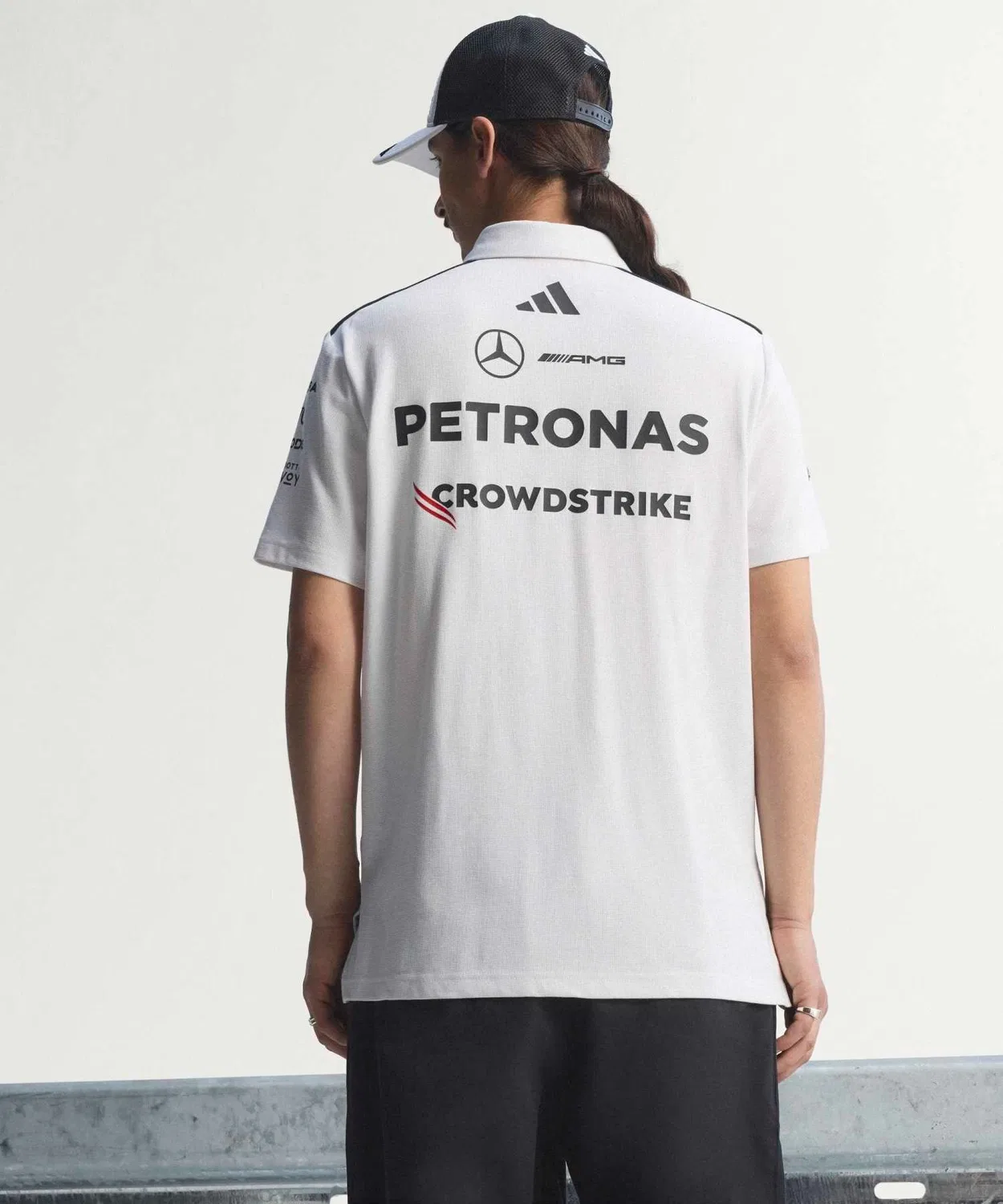 Мужская футболка-поло с длинным рукавомAdidas Mercedes AMG Petronas F1 Team Engineer, Белый — фото 2