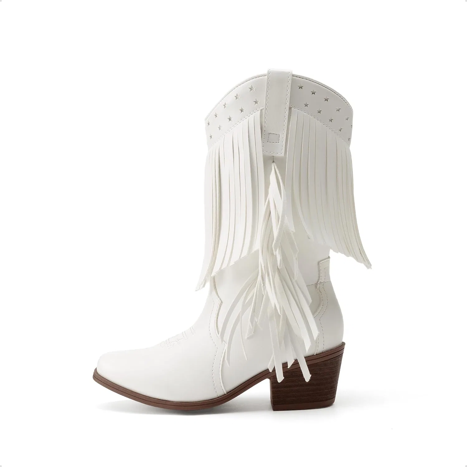 Детские сапоги для девочек с ковбойским стилем DREAM PAIRS, White — фото 3