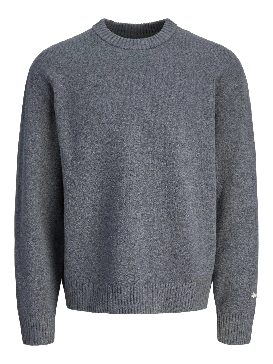 Пуловер вязаный с круглым вырезом Jack & Jones Junior, темно-серый меланж