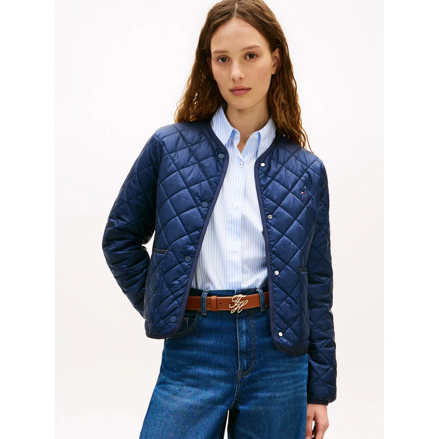 Женская стеганая куртка укороченная Tommy Hilfiger, Dark Night Navy