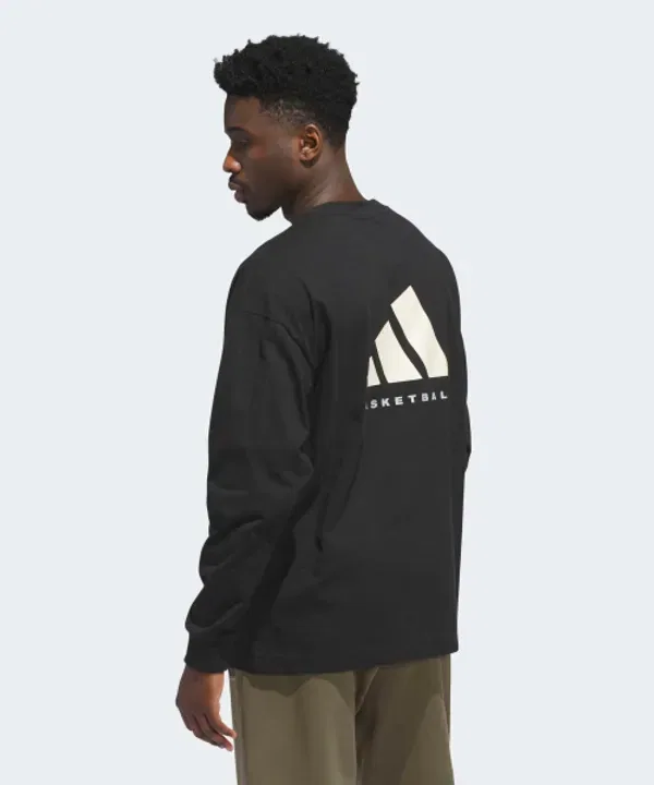 Футболка с длинным рукавом баскетбольная Adidas, черный — фото 4