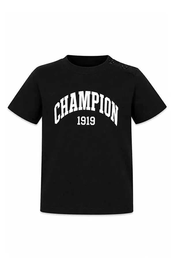 Детская футболка с принтом для девочек Champion, Black