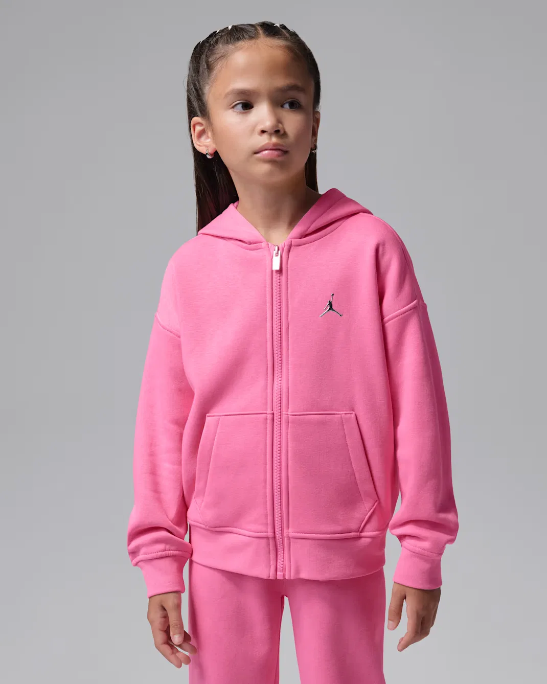 Комплект Jordan Brooklyn Fleece из двух предметов (худи на молнии и брюки) для детей младшего возраста, Gym Pink — фото 3