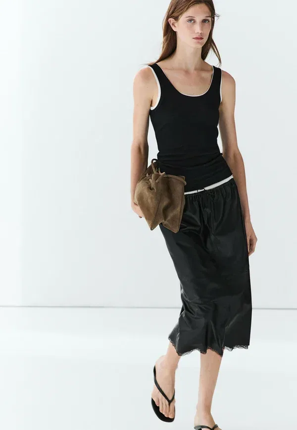 Топ хлопковый Top Massimo Dutti, черный — фото 4