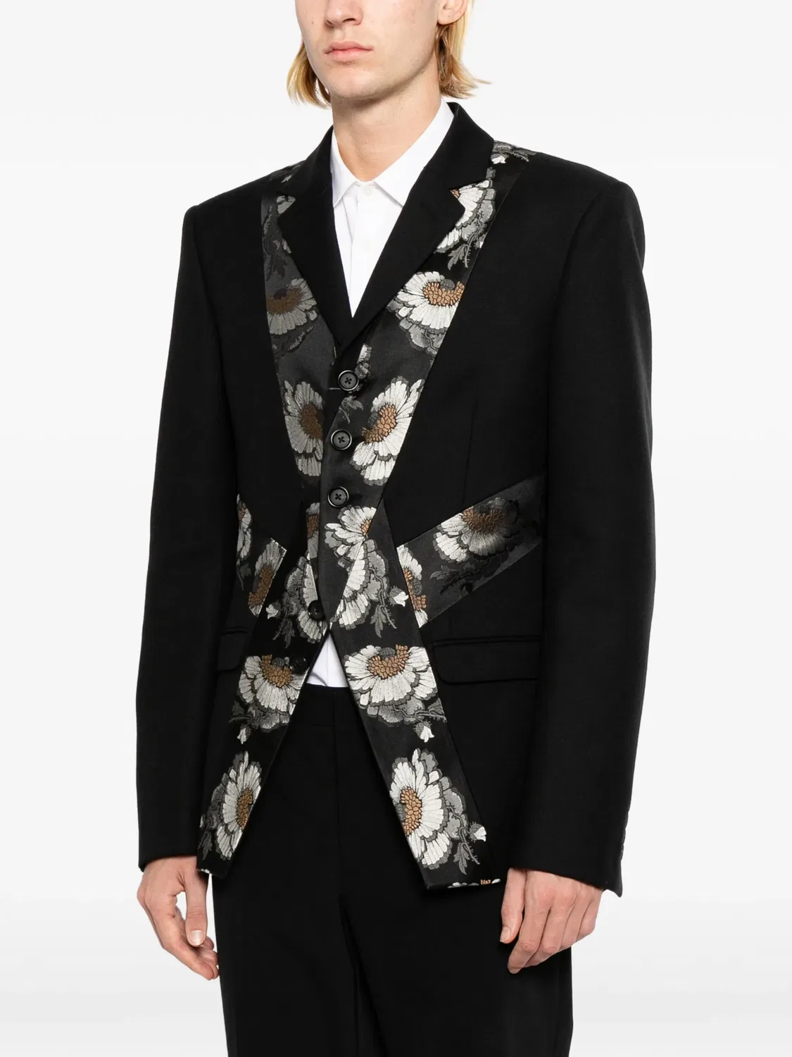 Куртка со вставками и цветочным узором Alexander Mcqueen, черный — фото 3