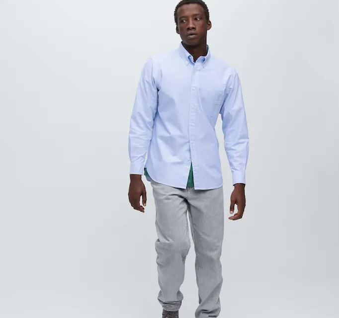 

Рубашка оксфордская классического кроя Uniqlo Regular Fit Oxford, синий