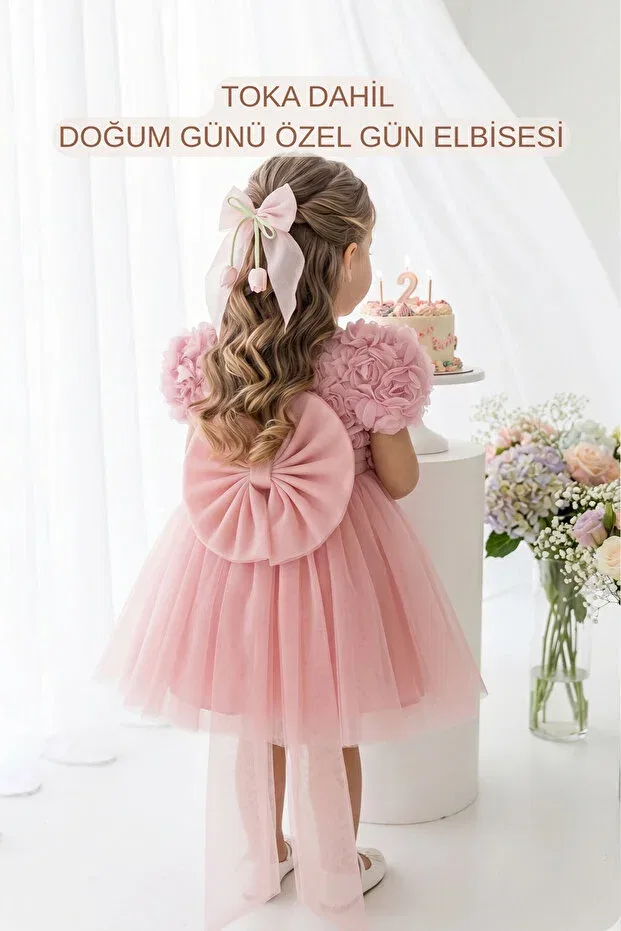 Детское платье для девочек с цветочным принтом Powder Rose Baby Girl and Child Princess Dress Alyra, Powder