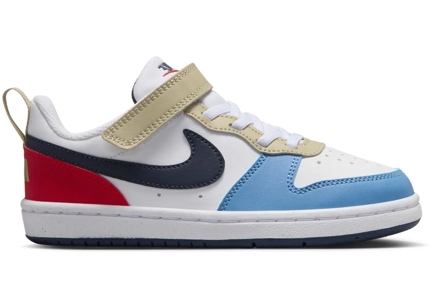 Детские кроссовки для мальчиков с низким профилем Nike Court Borough Low Recraft Nike, White/Light Crimson/Blue Beyond/Thunder Blue