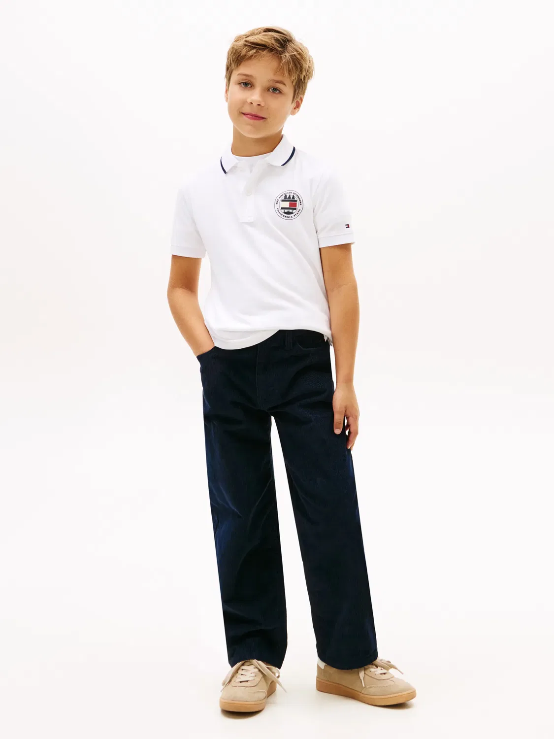 Детский поло для мальчиков с длинным рукавом Tommy Hilfiger, Blanco — фото 4