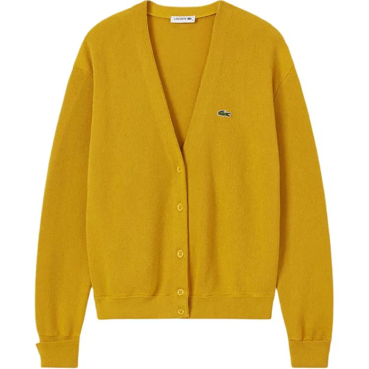 Женский свитер с V-образным вырезом LACOSTE, Ginger Yellow — фото 3