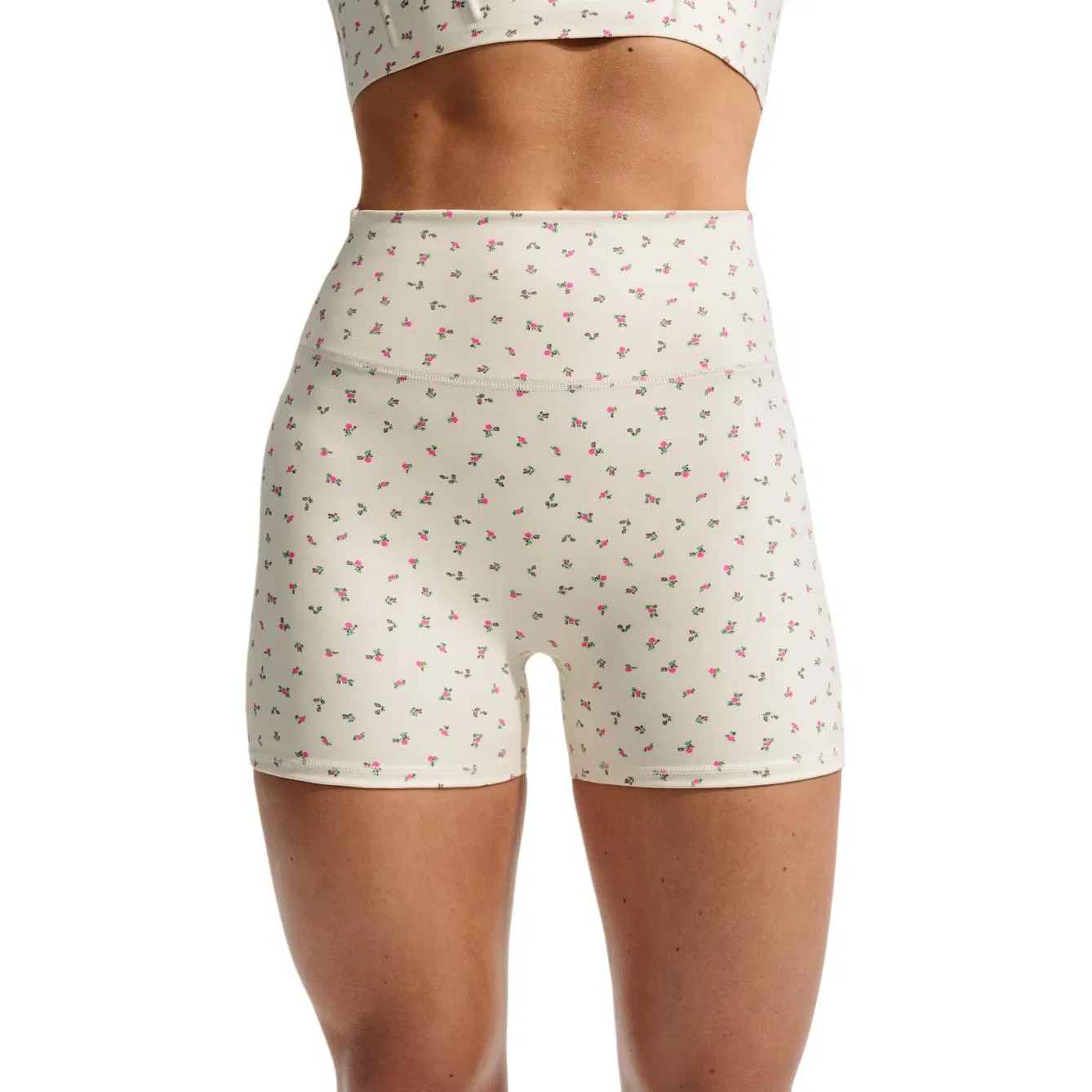 Женские шорты с высокой посадкой с принтом Quick-Dry Nike, Ivory White/Flamingo Pink
