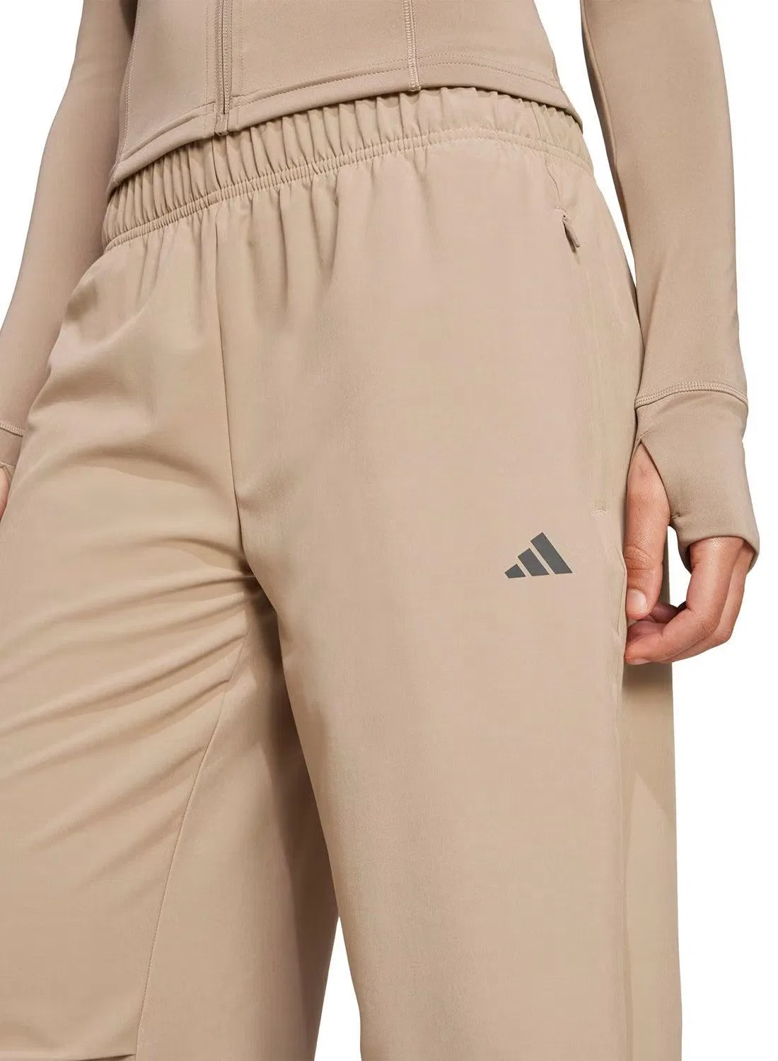 Брюки тренировочные широкие Adidas, бежевый — фото 3