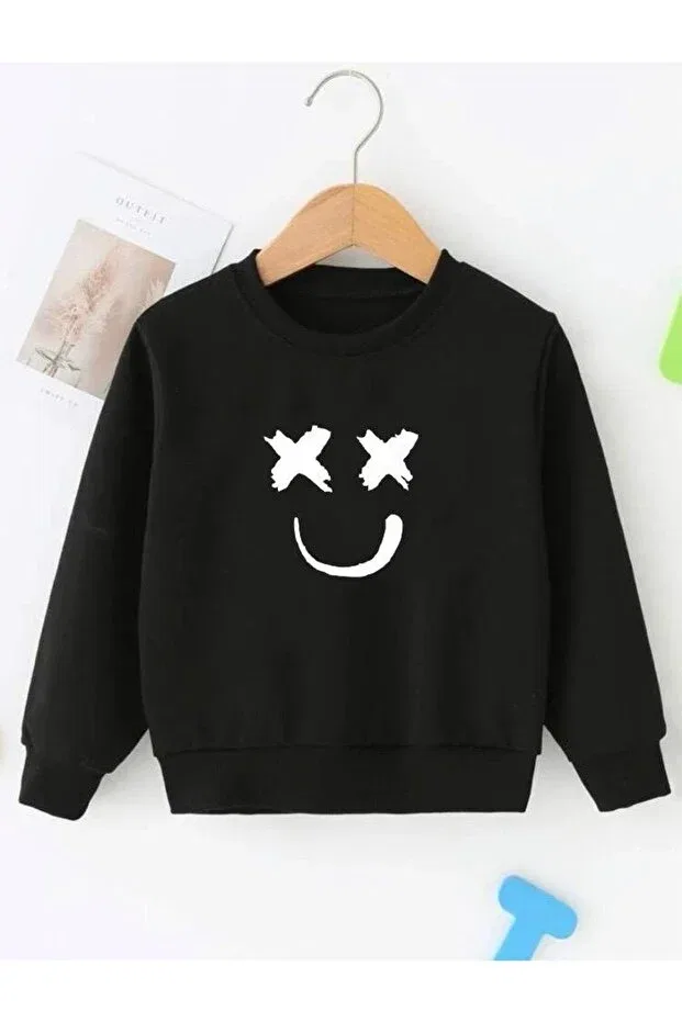 Детские свитшот для девочек с принтом Novibe, Black