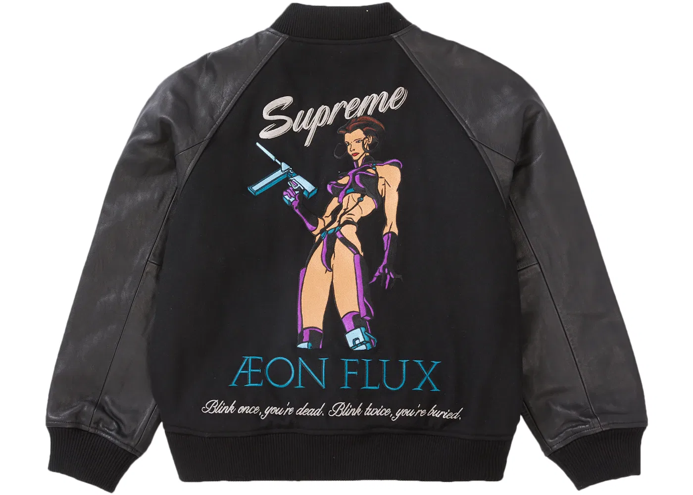 Мужской бомбер Supreme Aeon Flux Varsity, черный — фото 3