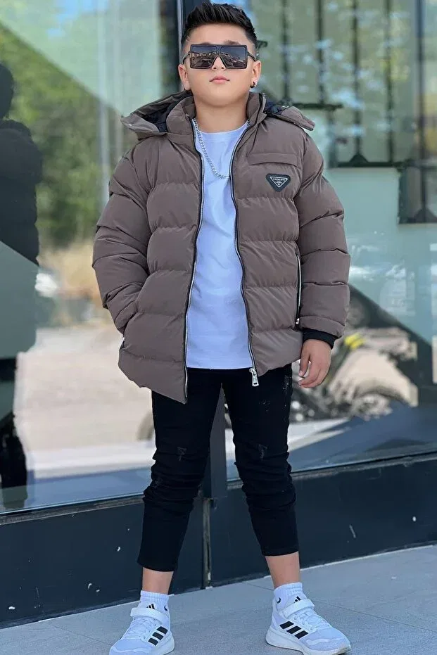 Детское пальто для девочек с капюшоном Suitici Nova Zaziko Kids, Brown — фото 3