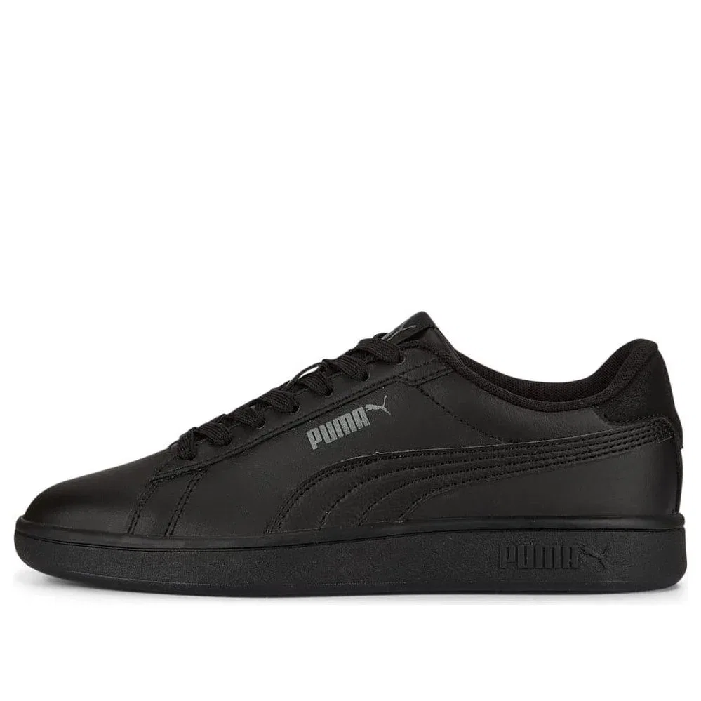 Детские кроссовки с кожаным верхом Smash 3.0 Leather 'Black Shadow Gray' PUMA, Puma Black/Shadow Gray