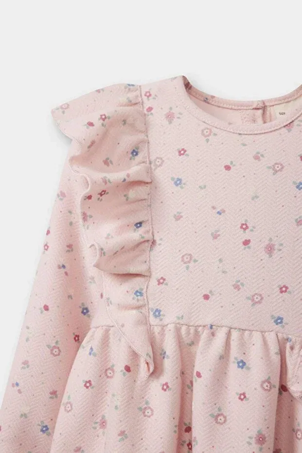 Детское платье для девочек с принтом Floral Long-Sleeved Dress Baby Girl f4581a525au Defacto, Pink-Pn38 — фото 2