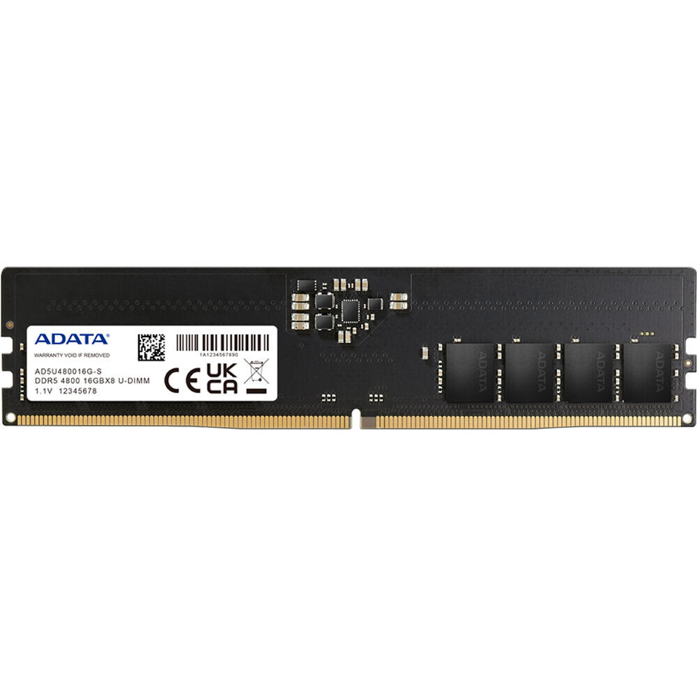 

Модуль памяти Adata 16 Гб, 4800 МГц, DDR5, AD5U480016G-S, черный