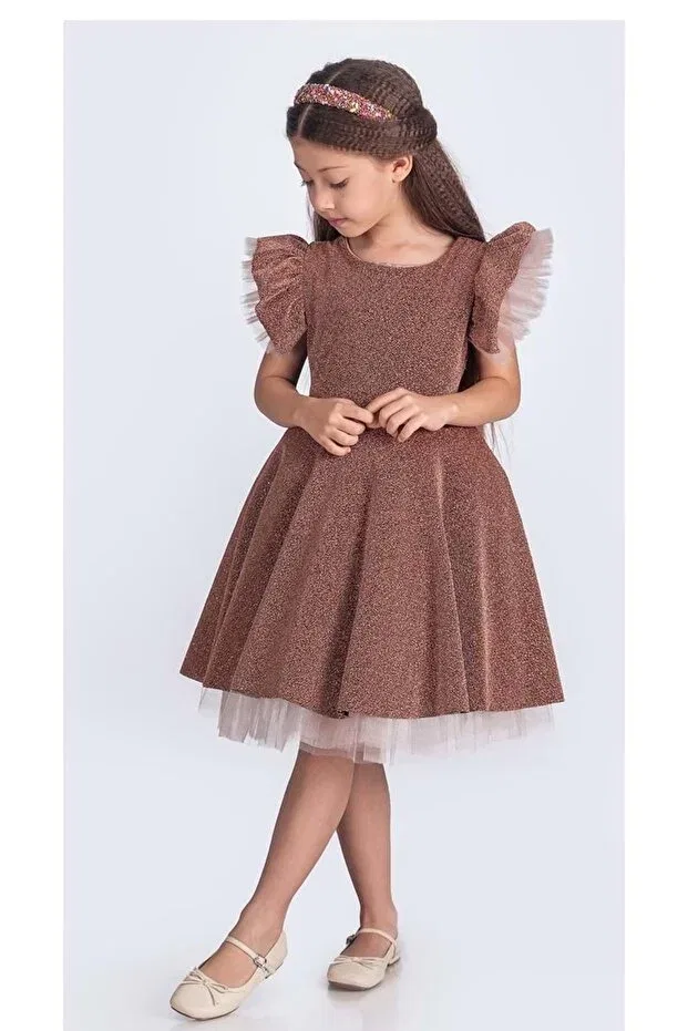 Детское платье для девочек с коротким рукавом Glittering champs-elysees Mnk Baby&Kids, Brown