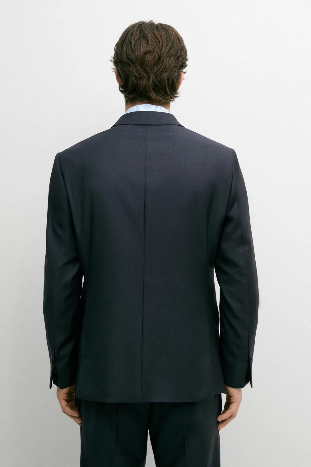 Пиджак Massimo Dutti, шерстяной, темно-синий — фото 4