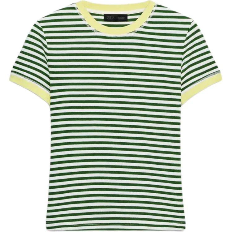 Женская футболка с круглым вырезом Green/Nude ZARA, Green/Nude