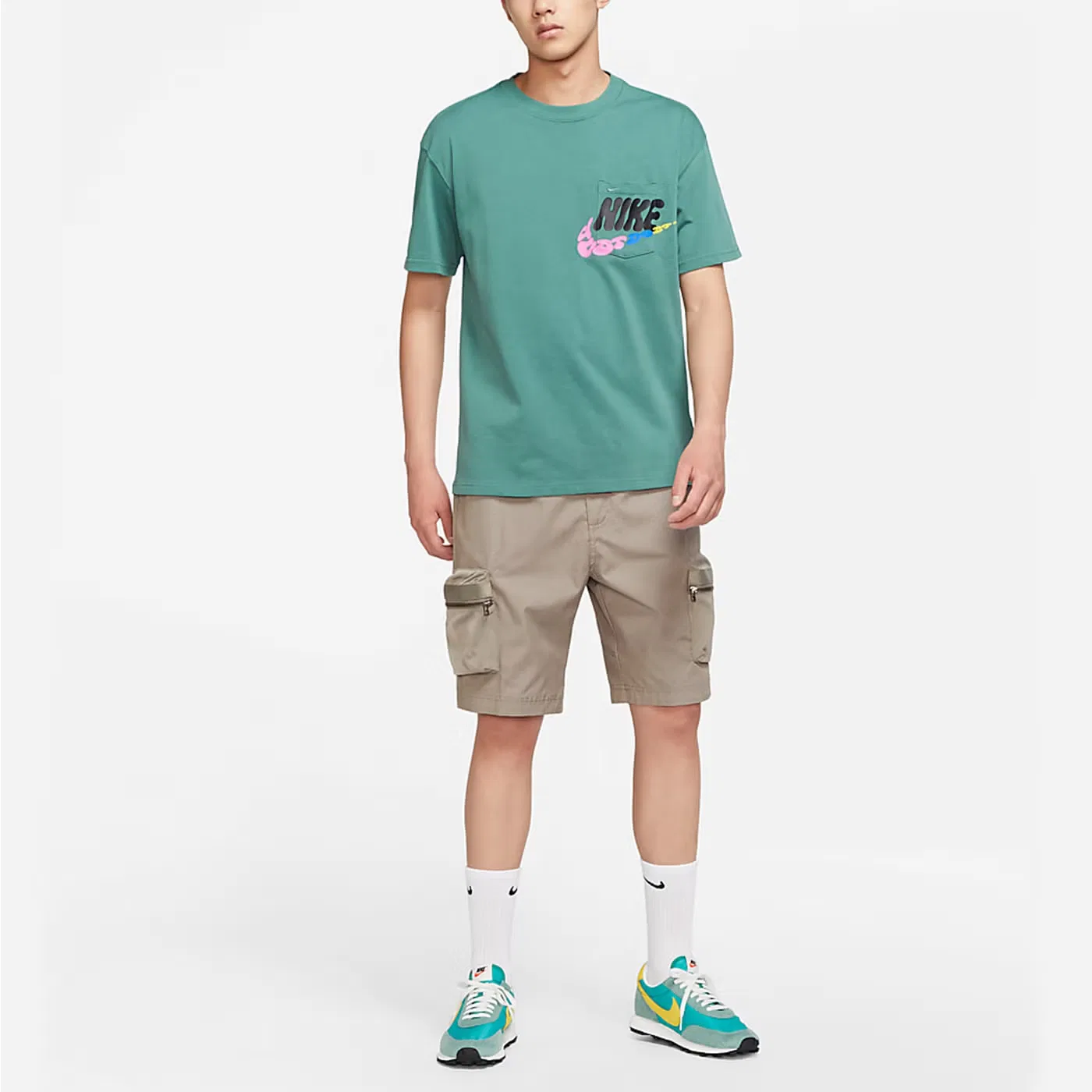 Футболка спортивная с принтом Nike AS Sportswear Tee Sport Power Pkt, зеленый — фото 3