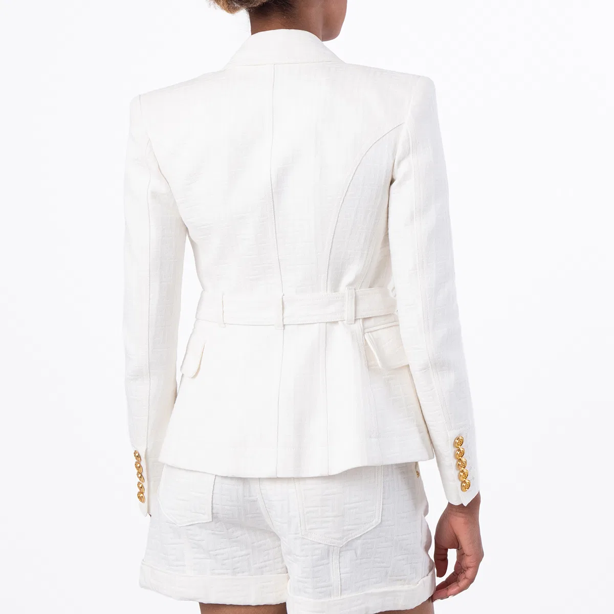 Жакет двубортный хлопковый Double Breasted Cotton Jacket Balmain, White — фото 3