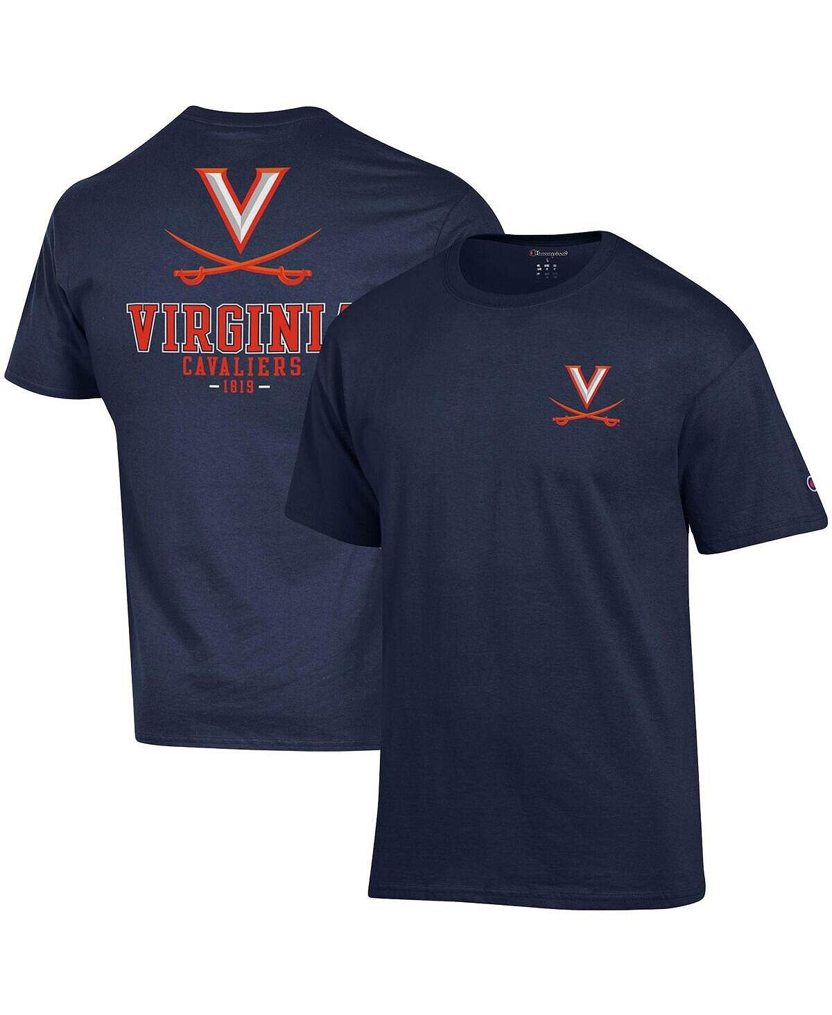

Мужская темно-синяя футболка virginia cavaliers stack 2-hit Champion, синий