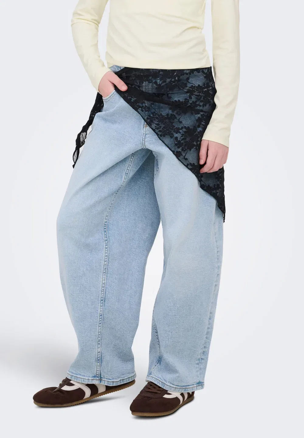 Джинсы Kogtamy hw barrel dnm - свободного кроя Only Girls, Light Blue Denim