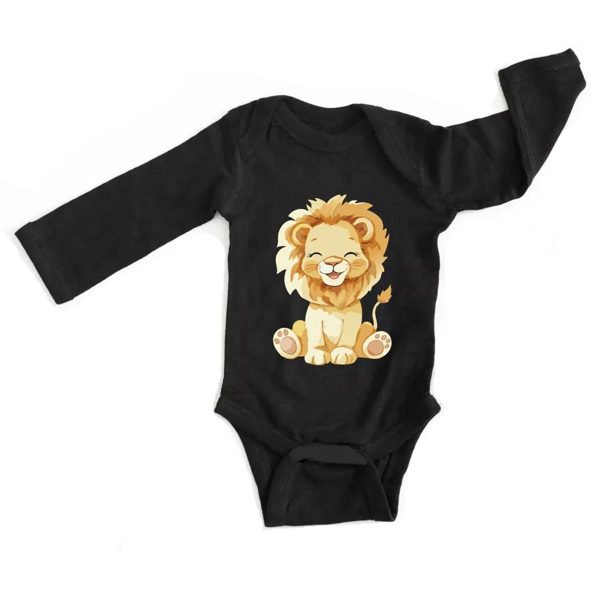 Детское боди с длинным рукавом Watercolor Lion The Juniper Shop, Black — фото 2