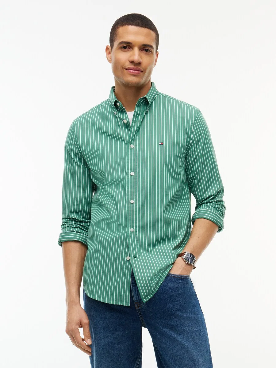 Рубашка на пуговицах TOMMY HILFIGER Regular fit Button Up Shirt 'Flex' цвета нефрит — фото 2