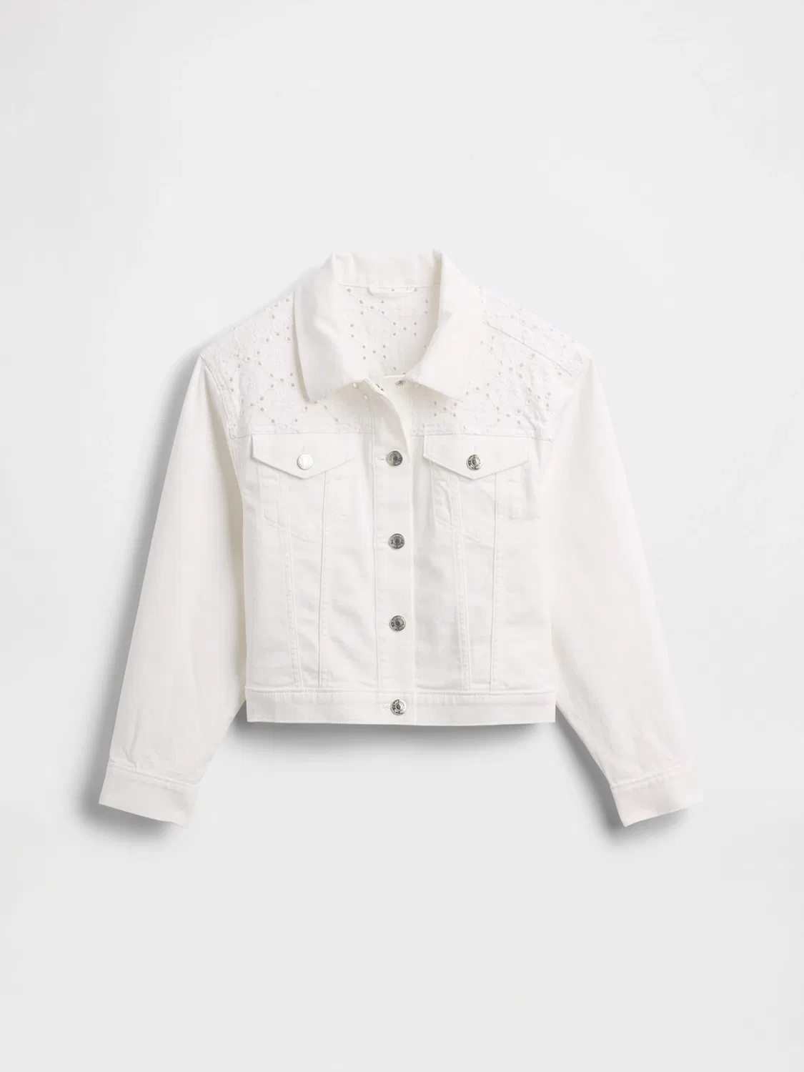 Джинсовая куртка с глазком Gap White Eyelet, белый — фото 4