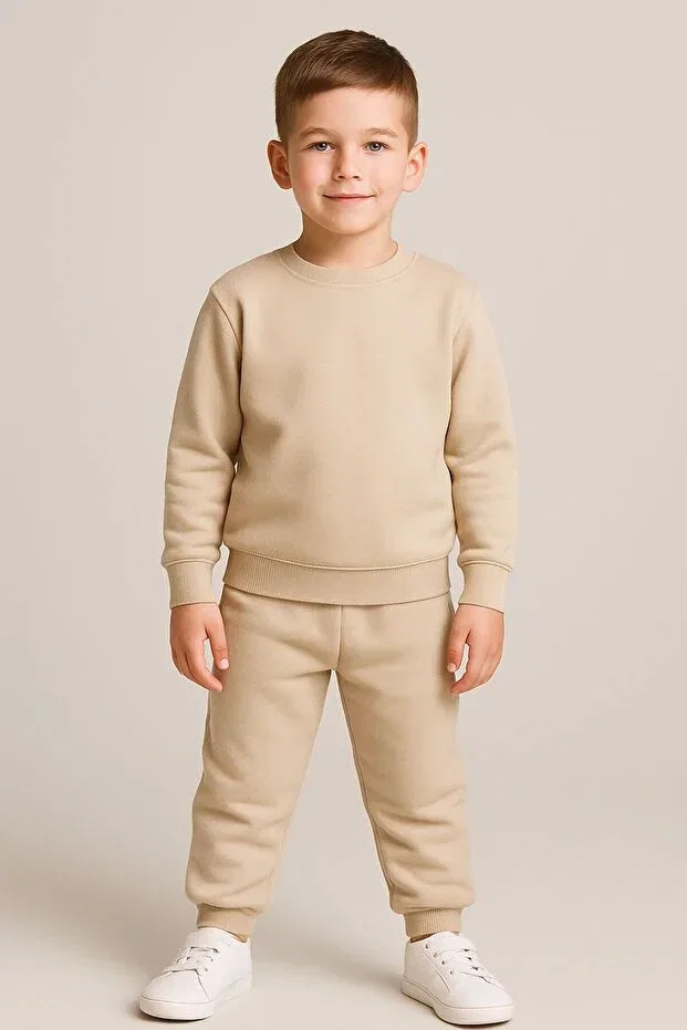 Детский спортивный костюм из флиса и хлопка Basics Ues, Beige — фото 3